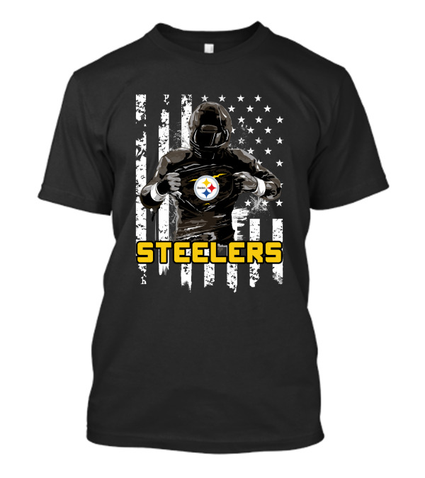 Steelers Player Emblazoned Over Distressed American Flag Iconic T-Shirt