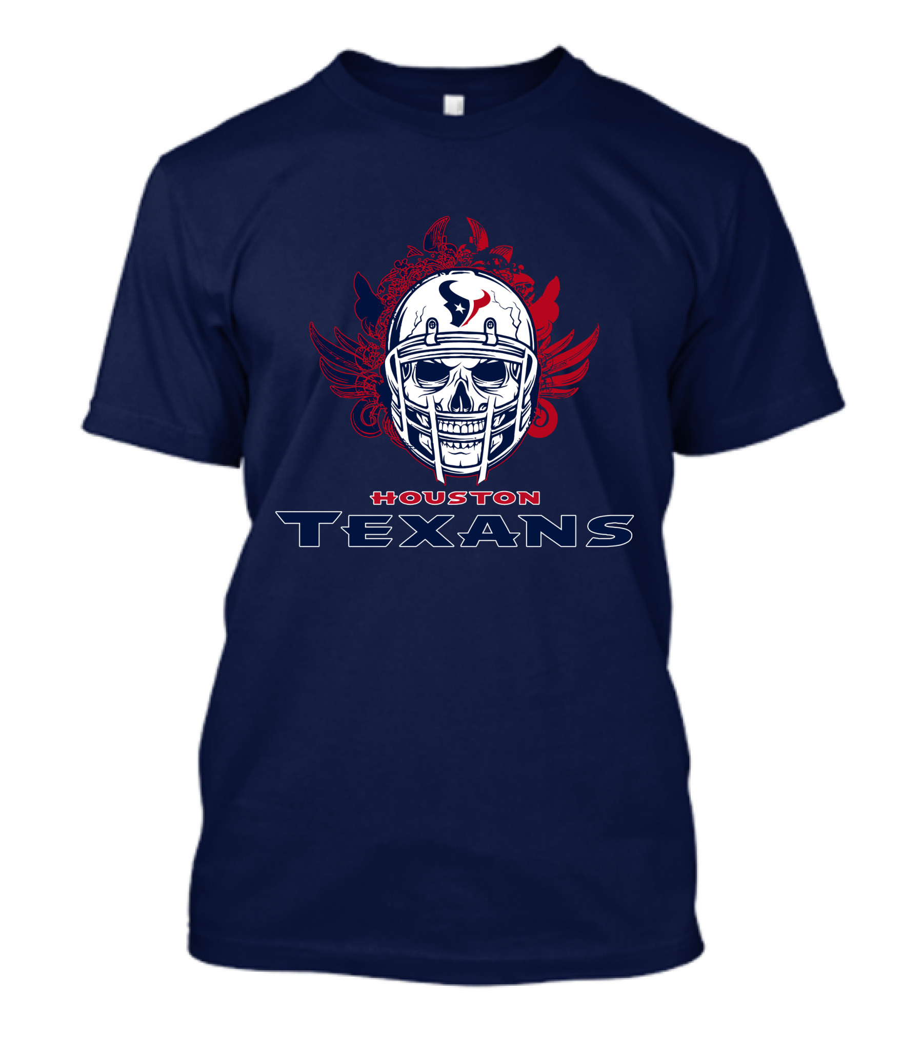 Houston Texans Skull Helmet Wings T-Shirt
