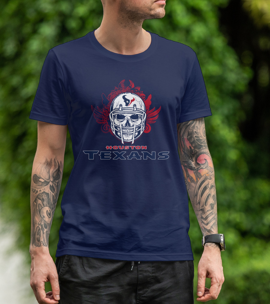 Houston Texans Skull Helmet Wings T-Shirt