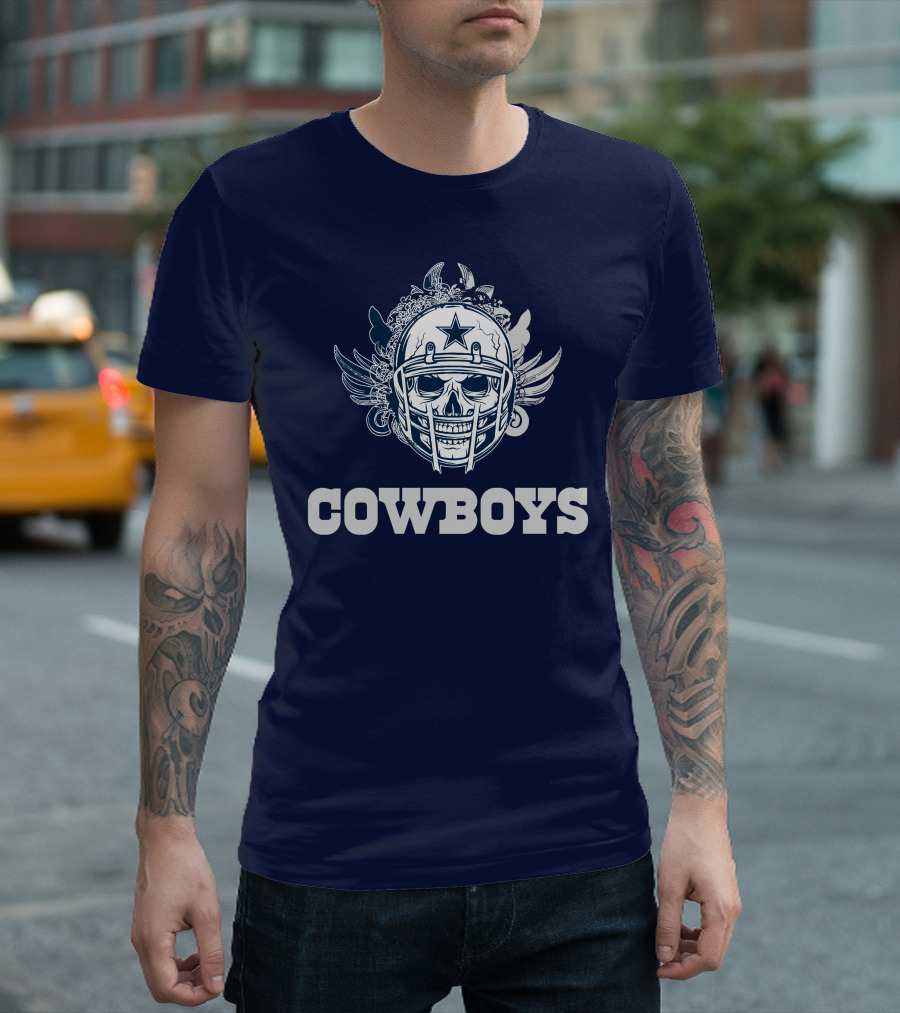 Cowboys Skull Helmet Star Wings T-Shirt
