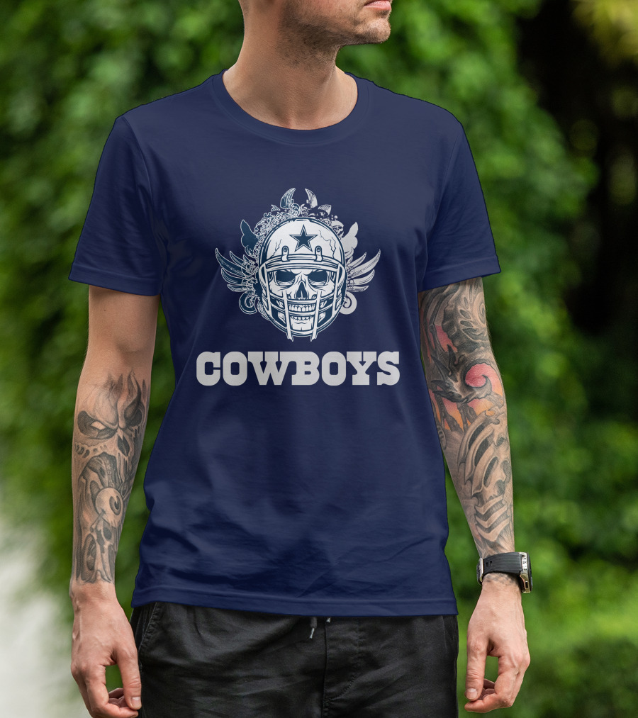 Cowboys Skull Helmet Star Wings T-Shirt