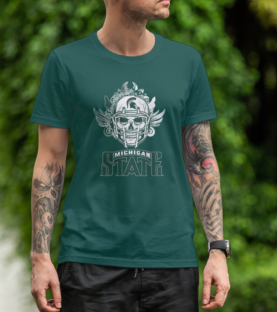 Michigan State Spartans Skull Helmet T-Shirt