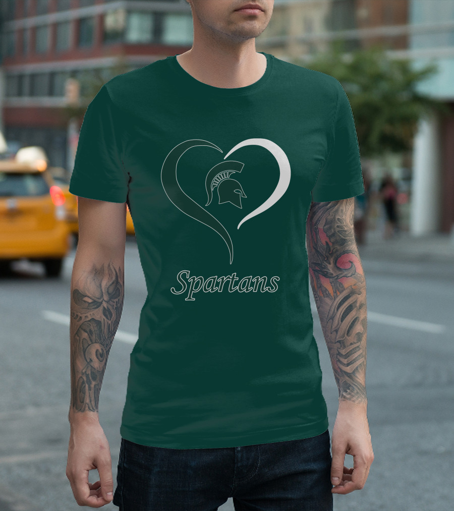 Spartans Heart Michigan State Spartan Helmet T-Shirt