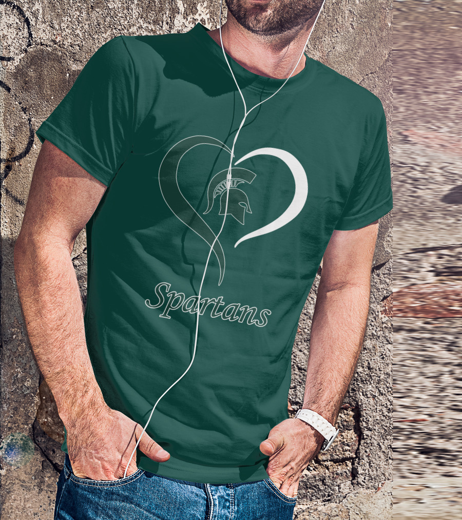 Spartans Heart Michigan State Spartan Helmet T-Shirt