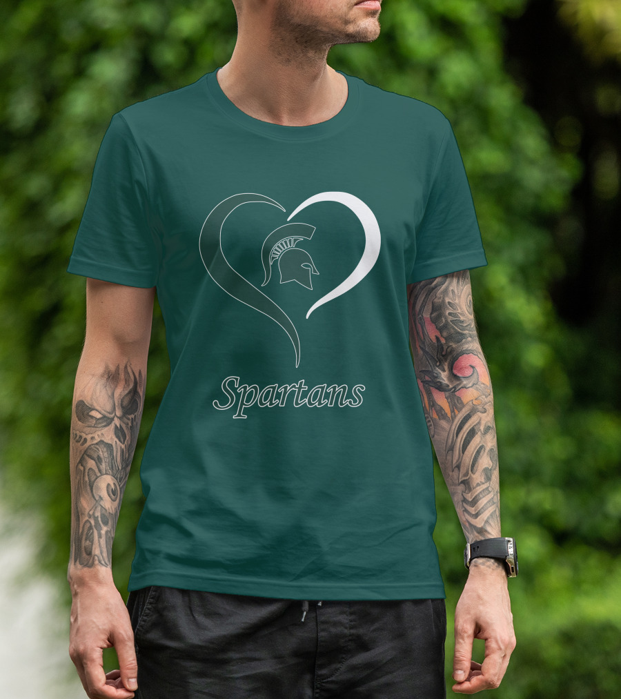 Spartans Heart Michigan State Spartan Helmet T-Shirt