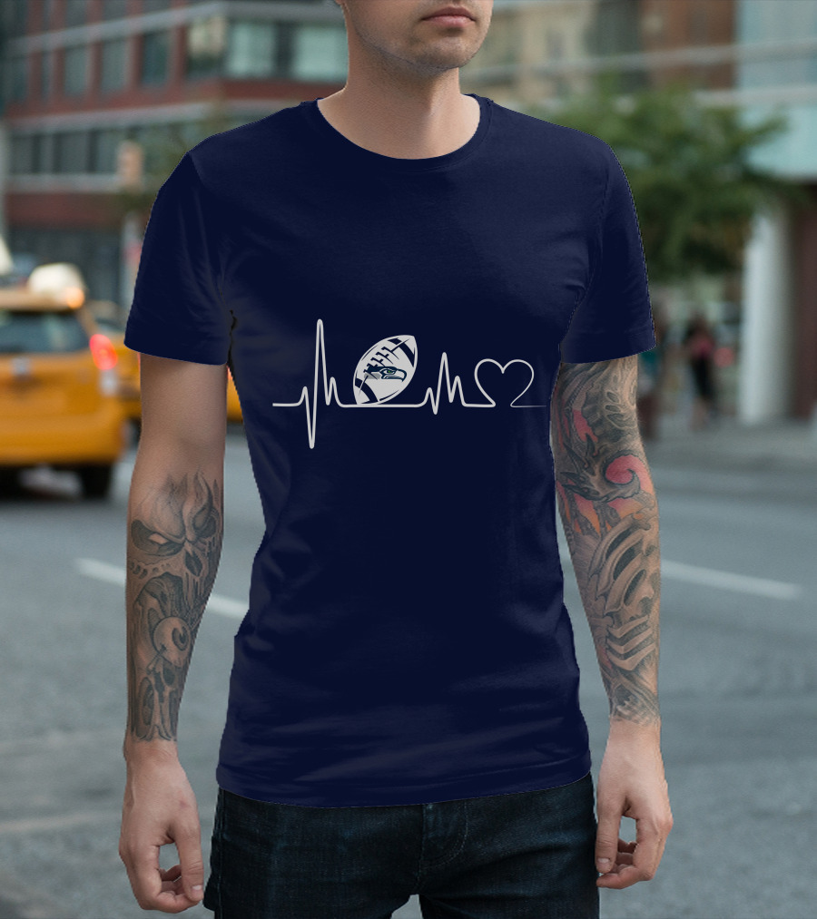 Seattle Seahawks Heartbeat Football T-Shirt