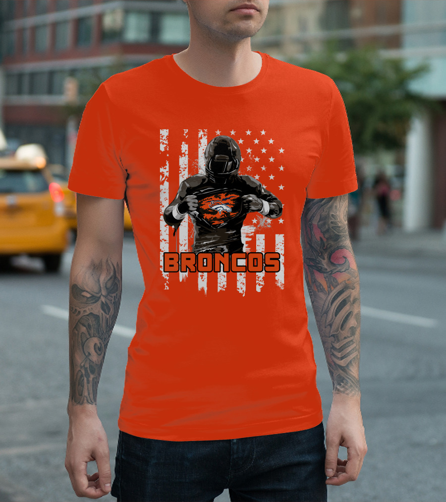 Denver Broncos Football Player American Flag T-Shirt
