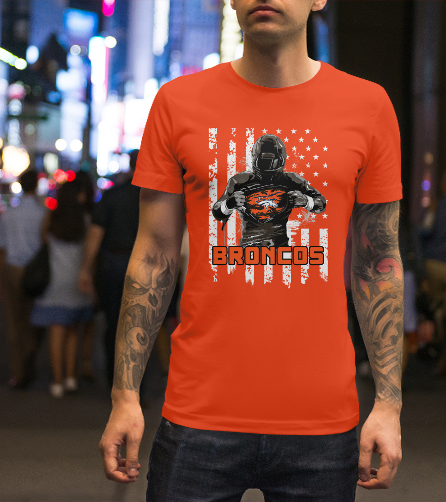 Denver Broncos Football Player American Flag T-Shirt