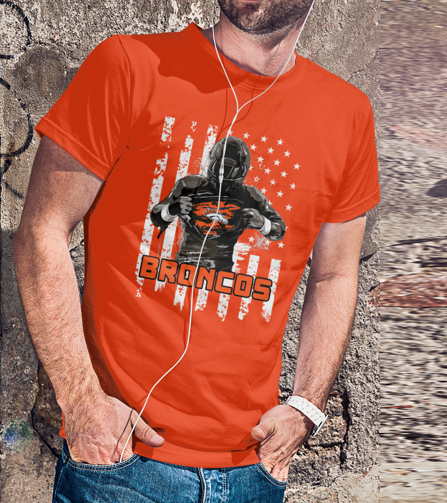 Denver Broncos Football Player American Flag T-Shirt