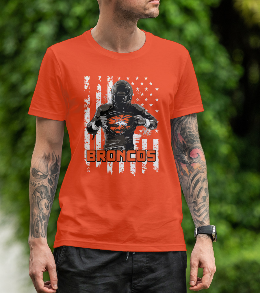 Denver Broncos Football Player American Flag T-Shirt