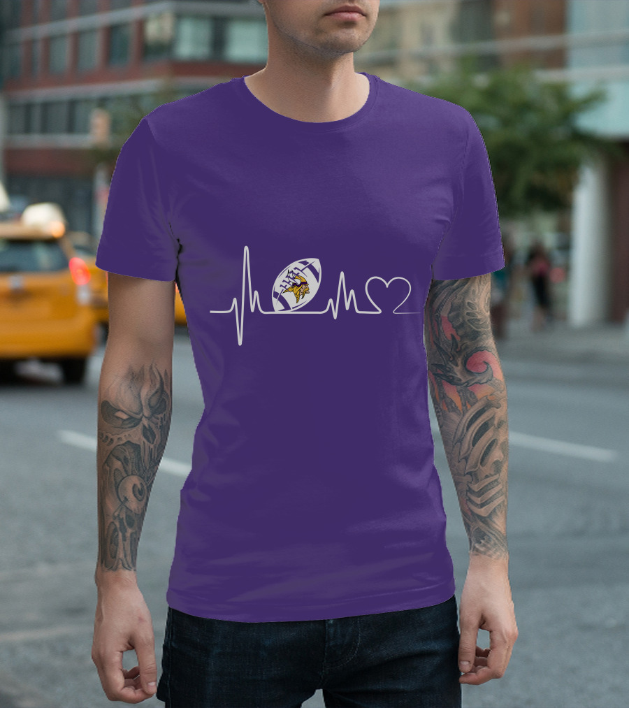 Minnesota Vikings Heartbeat Football and Love T-Shirt