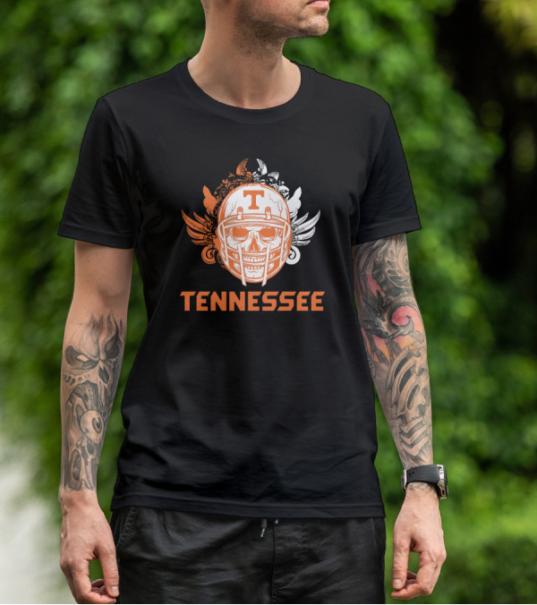 Tennessee Volunteers Skull Helmet Football Wings T-Shirt