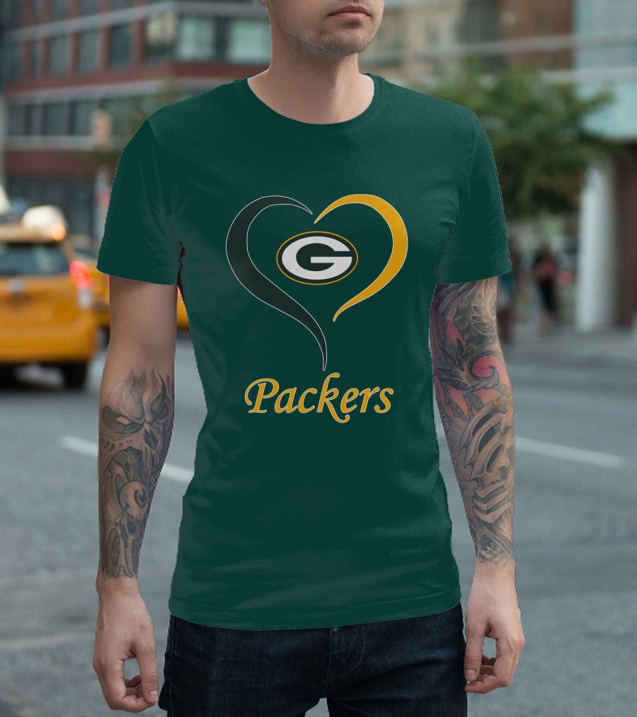 Green Bay Packers Heart Symbol Packers T-Shirt
