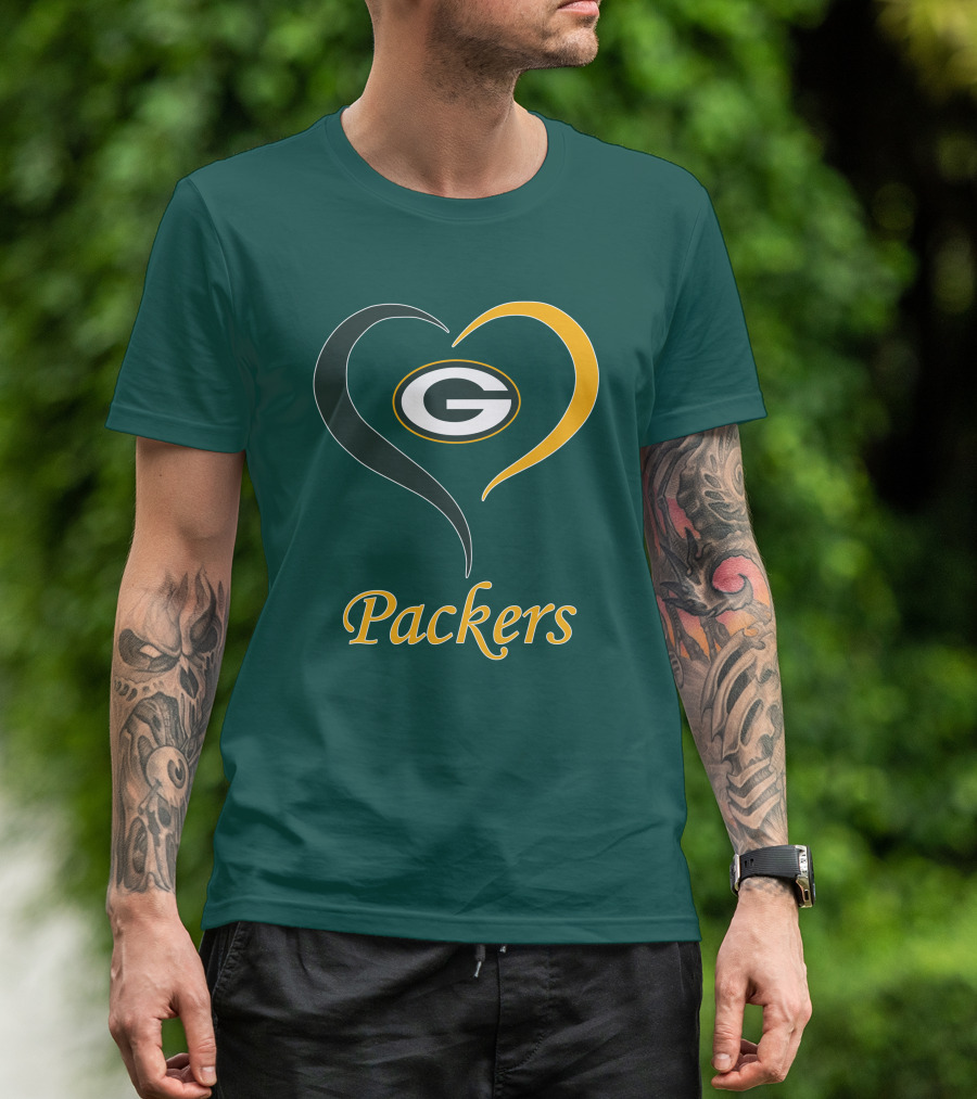 Green Bay Packers Heart Symbol Packers T-Shirt