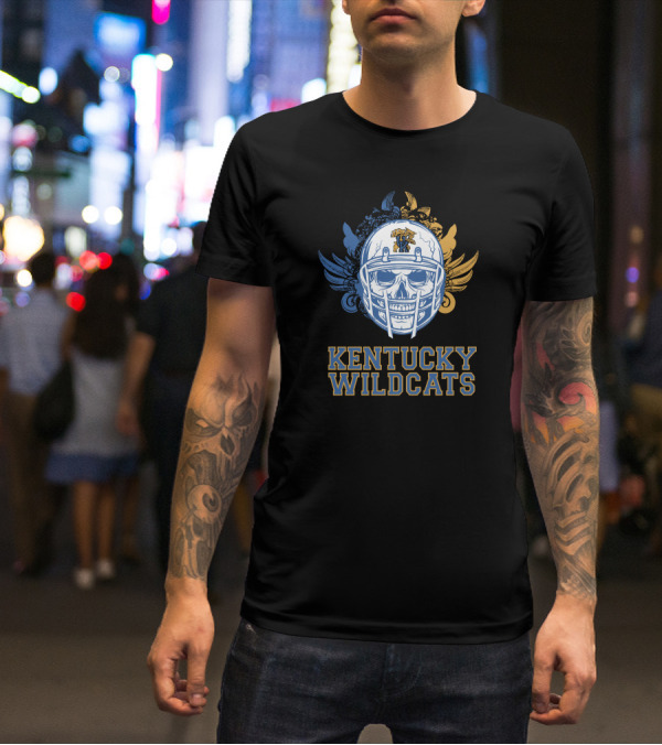 Kentucky Wildcats Skull Football Helmet T-Shirt