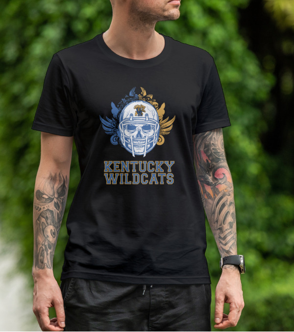 Kentucky Wildcats Skull Football Helmet T-Shirt