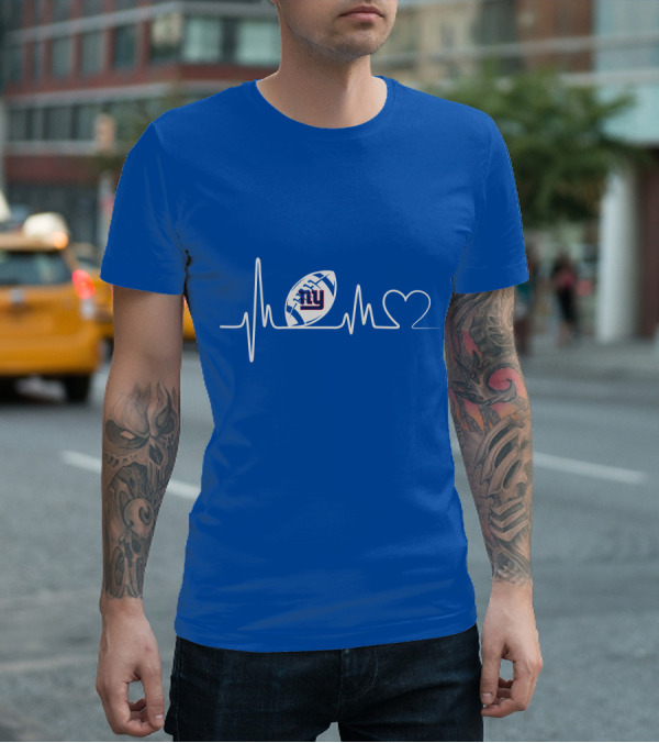 New York Giants Heartbeat Football T-Shirt