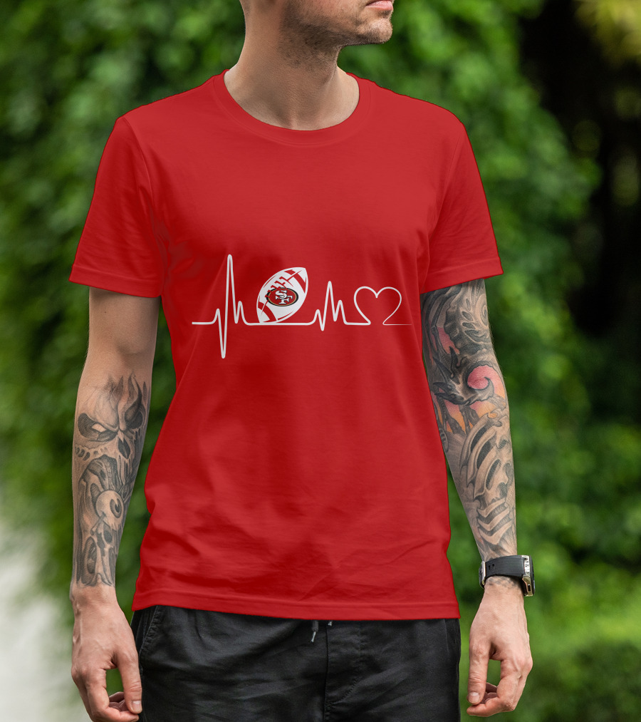 San Francisco 49ers Heartbeat Football Icon T-Shirt