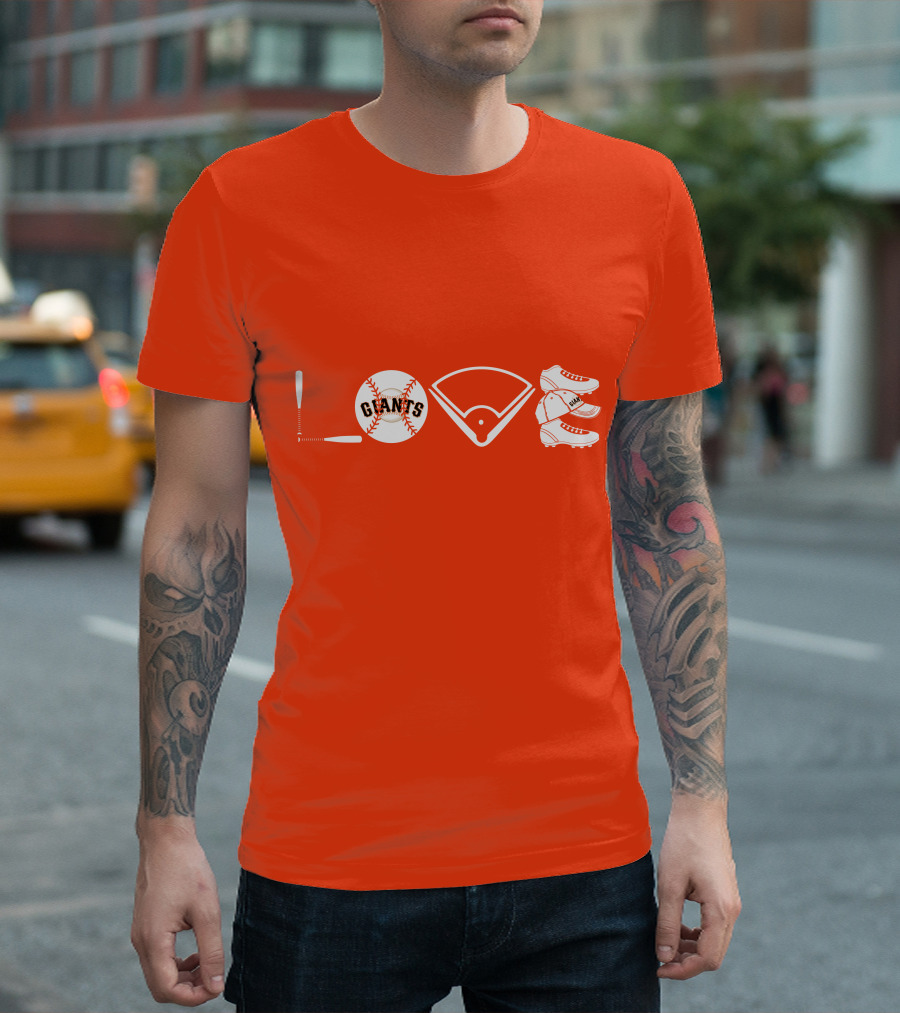 Love San Francisco Giants Baseball Giants Cleats Homeplate Bat T-Shirt