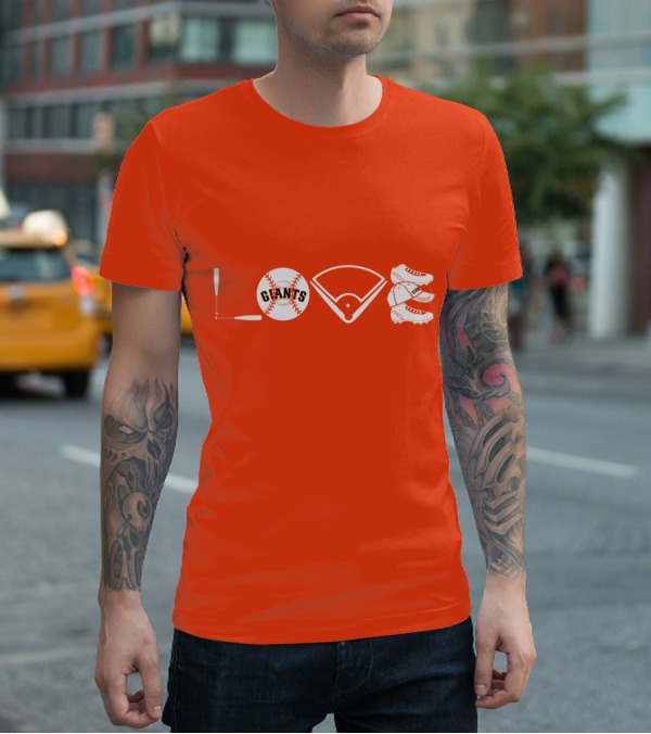 Love San Francisco Giants Baseball Giants Cleats Homeplate Bat T-Shirt