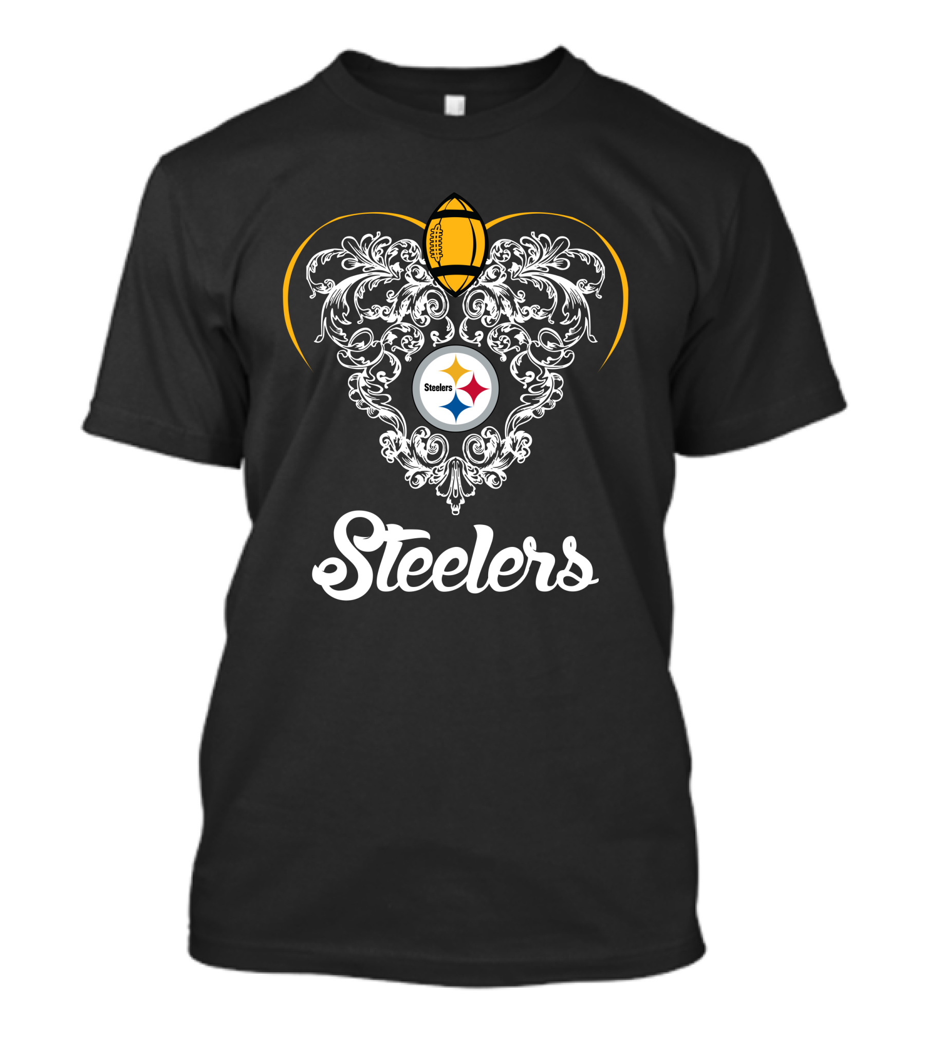 Steelers Football Emblem With Ornate Flourish T-Shirt
