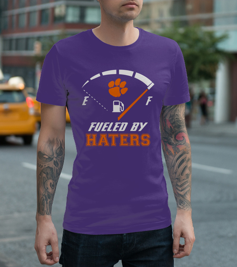 Clemson Tigers Fueled by Haters Gas Gauge Paw T-Shirt