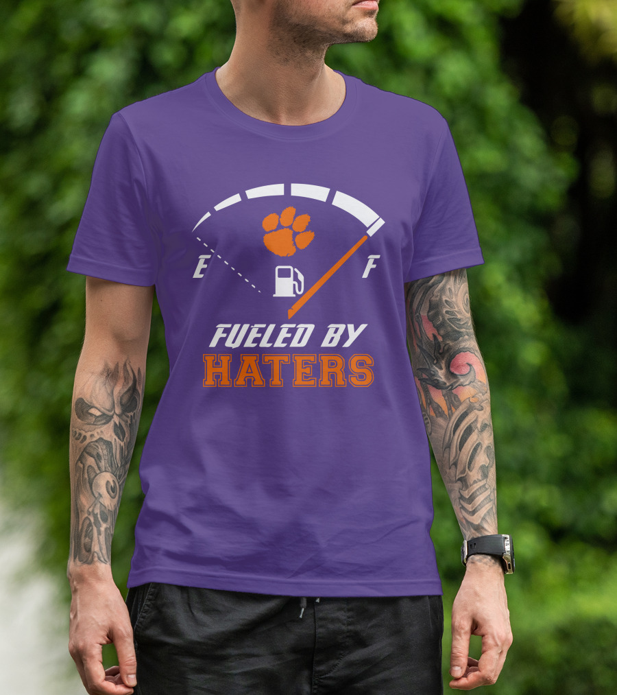 Clemson Tigers Fueled By Haters Gas Gauge Paw T-Shirt