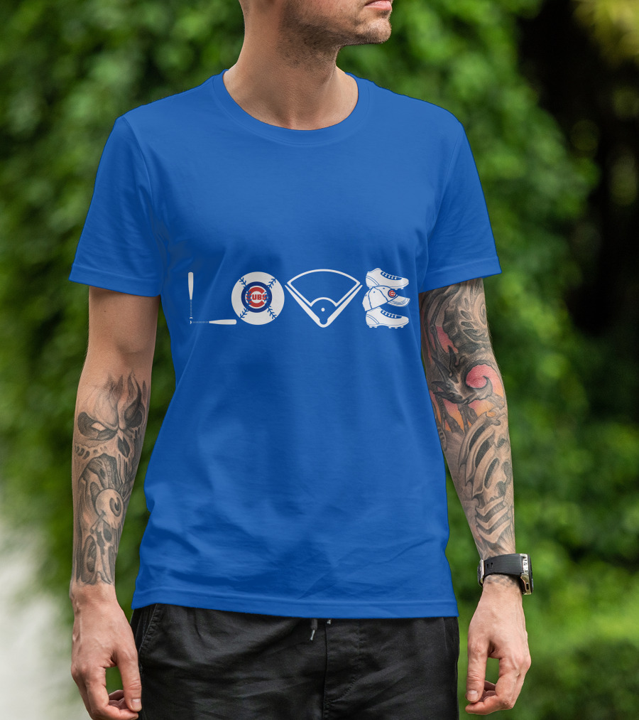 Love Cubs Baseball Field Bat Cleats T-Shirt