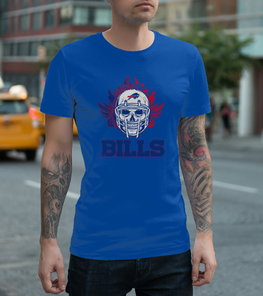 Buffalo Bills Skull Helmet Wings T-Shirt
