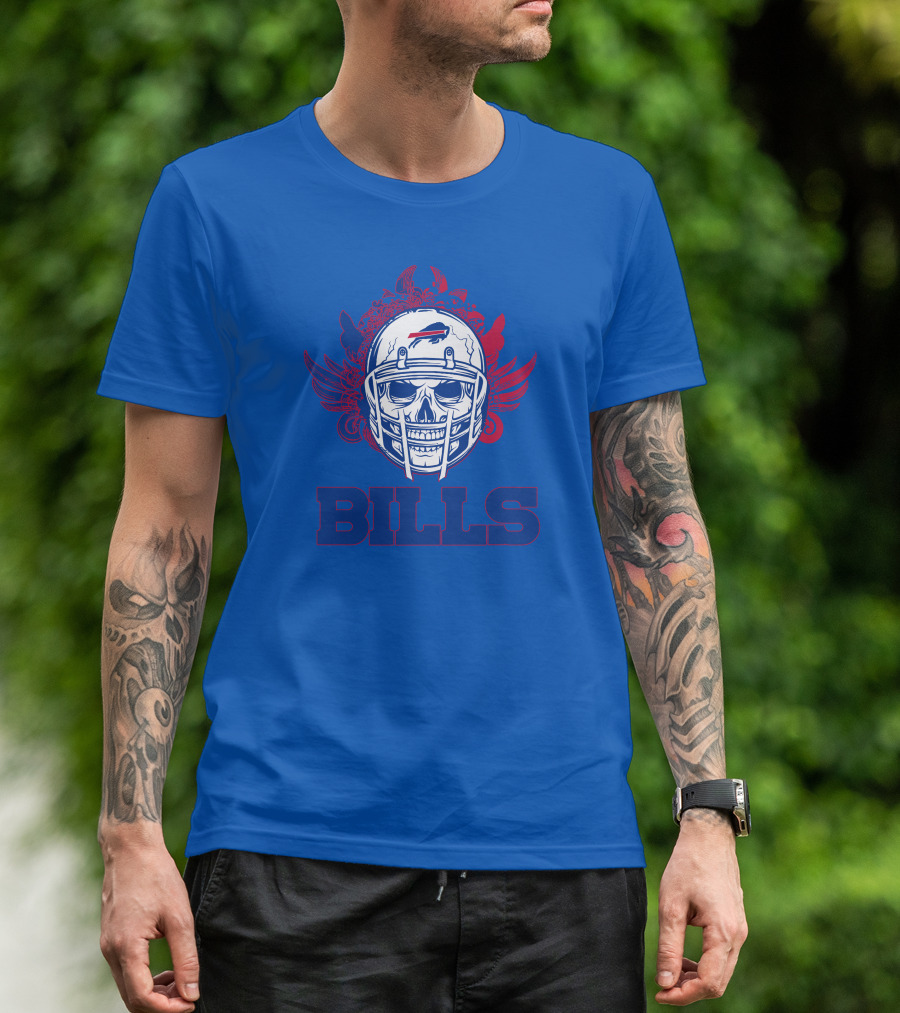 Buffalo Bills Skull Helmet Wings T-Shirt