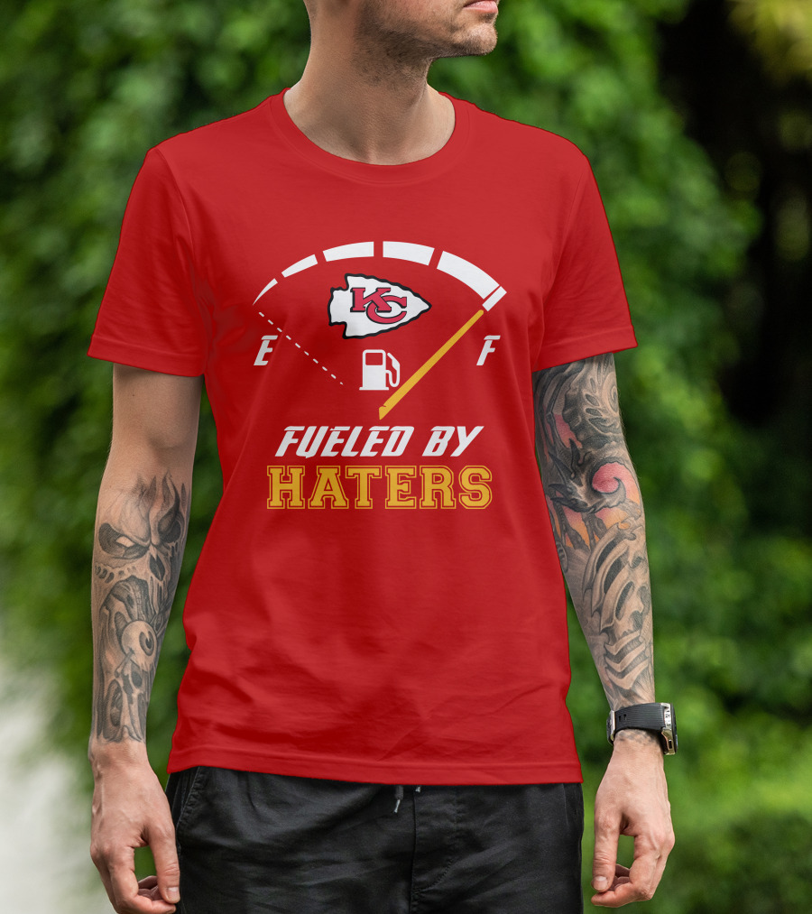 Kansas City Chiefs KC Logo Fueled By Haters Fuel Gauge T-Shirt
