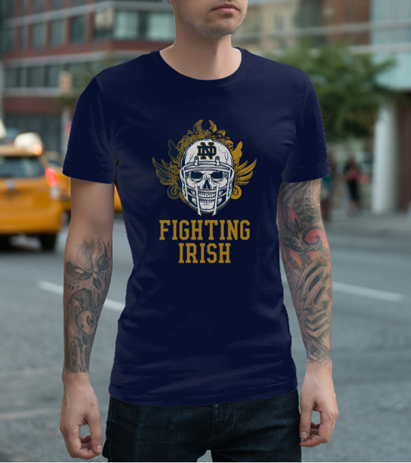 Notre Dame Fighting Irish Skull Helmet Emblem T-Shirt