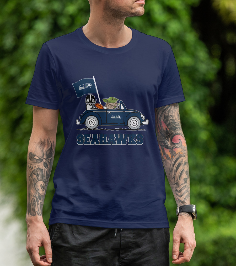 Seahawks Darth Vader Baby Yoda Car Star Wars T-Shirt