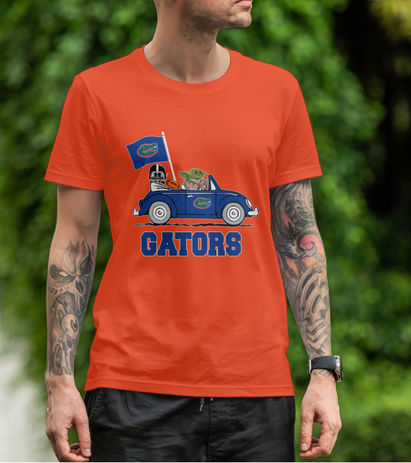 Florida Gators Darth Vader Baby Yoda Driving Car Star Wars Football T-Shirt