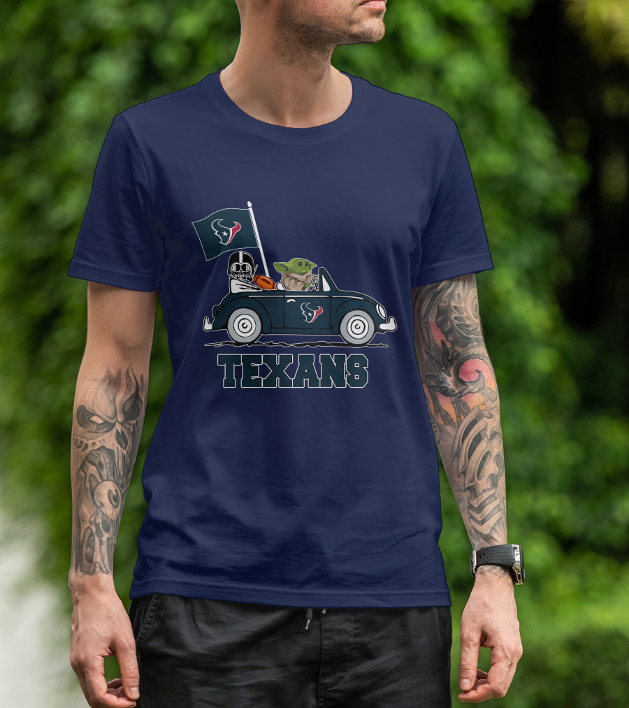 Houston Texans Baby Yoda And Darth Vader Car Adventure Star Wars T-Shirt