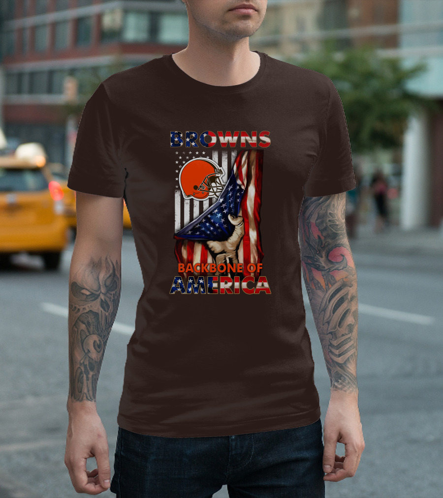 Browns Backbone Of America Cleveland Browns American Flag T-Shirt