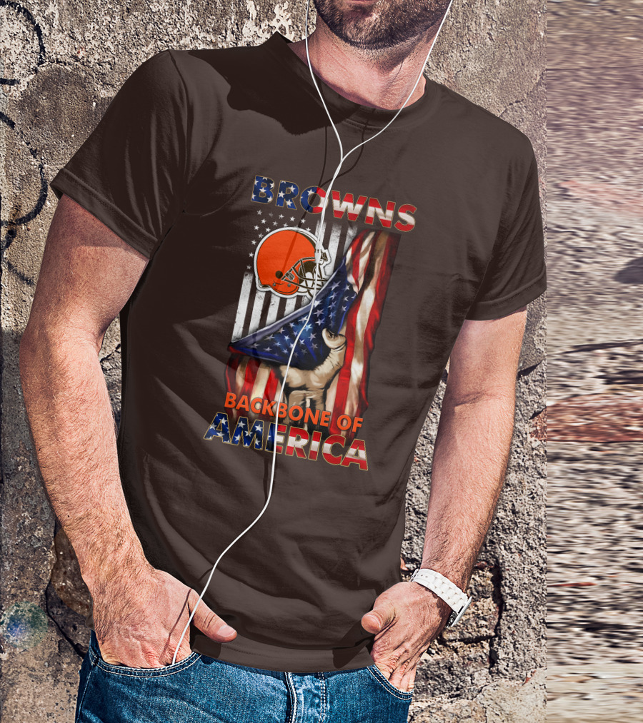 Browns Backbone Of America Cleveland Browns American Flag T-Shirt
