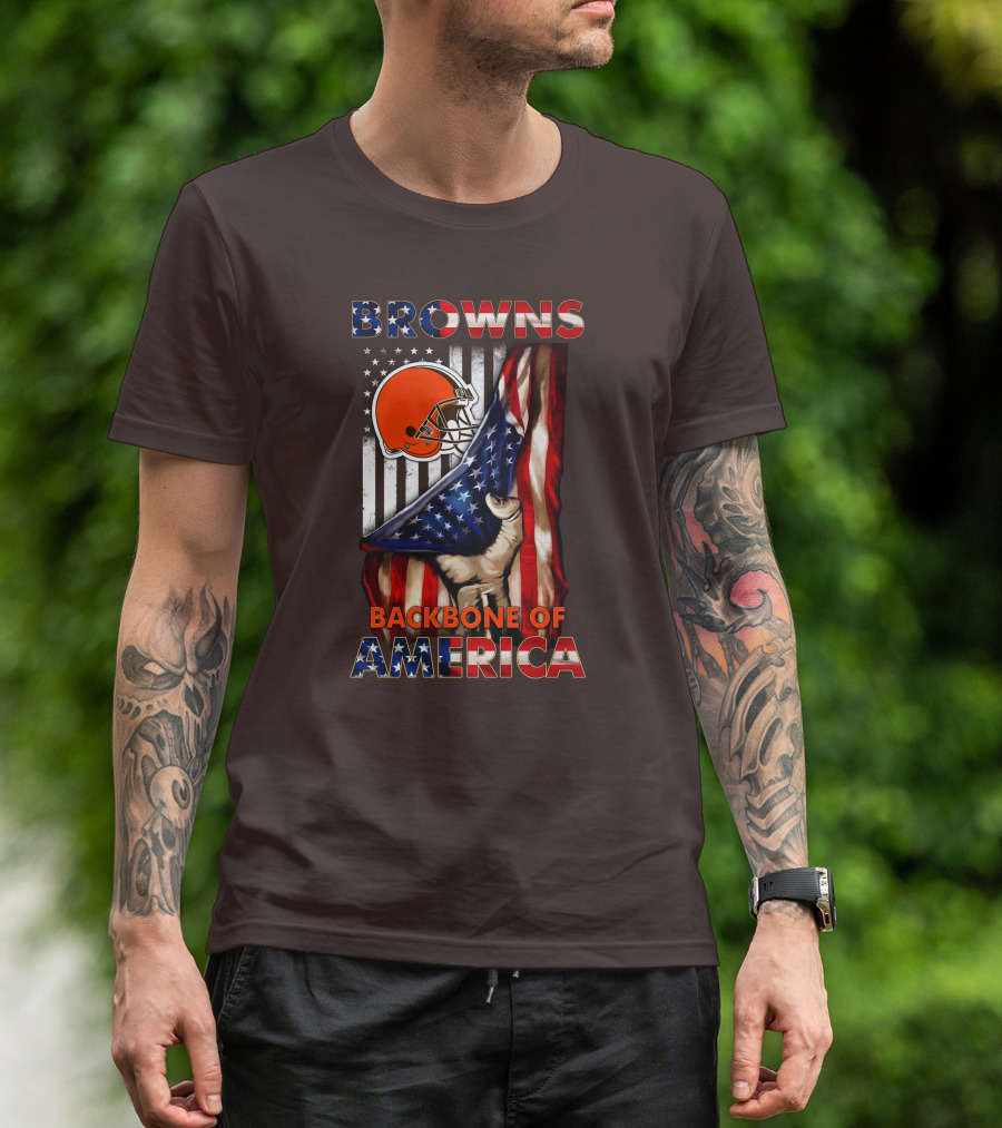 Browns Backbone Of America Cleveland Browns American Flag T-Shirt