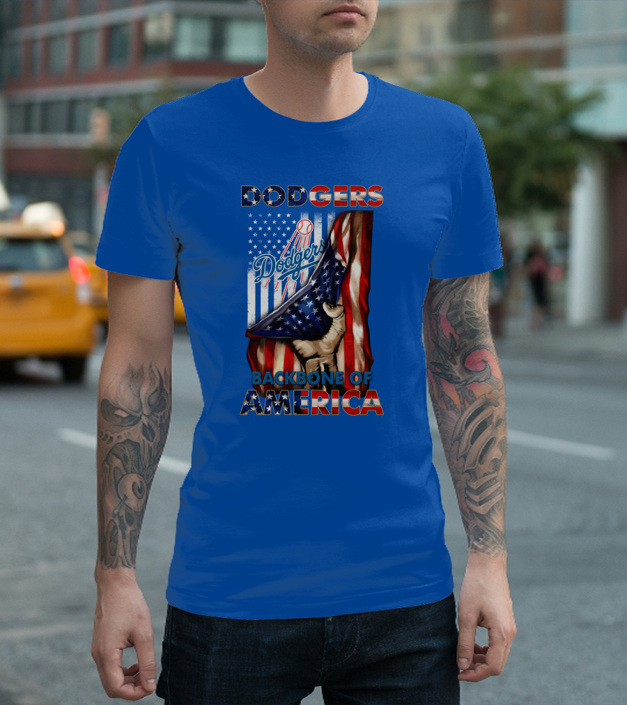Dodgers Backbone Of America American Flag Patriotism T-Shirt