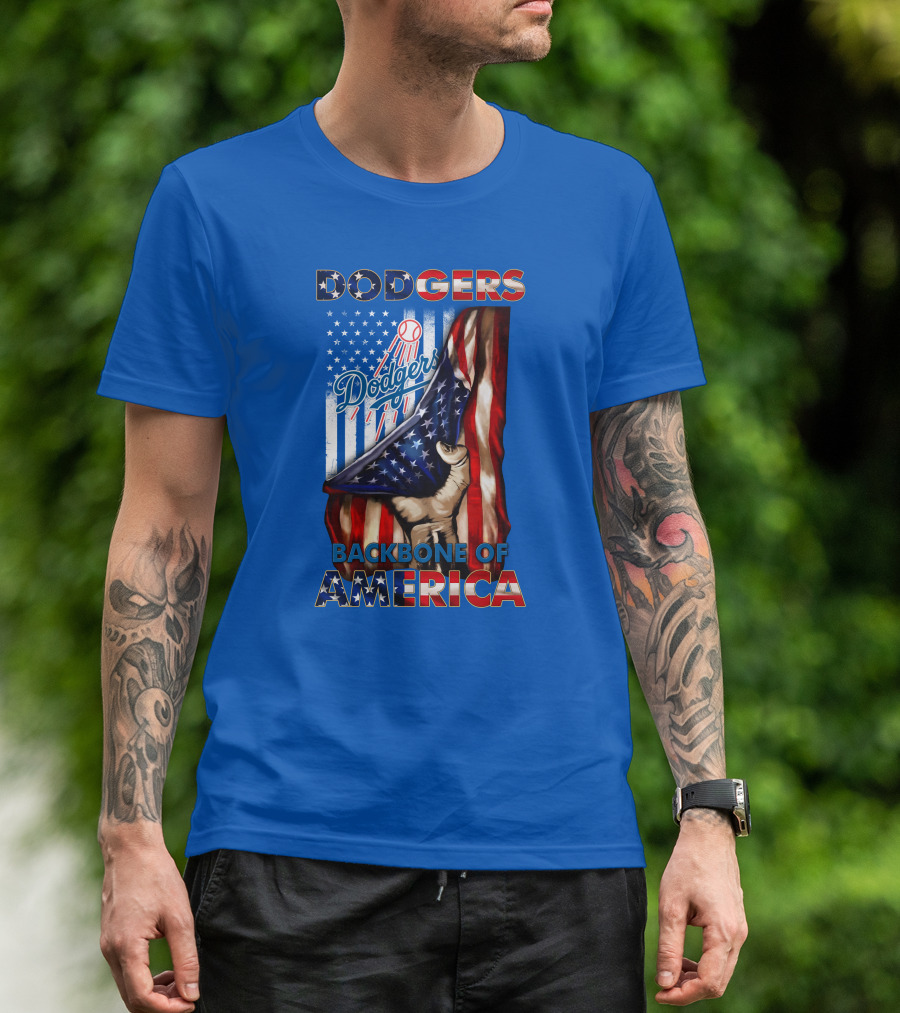 Dodgers Backbone Of America American Flag Patriotism T-Shirt