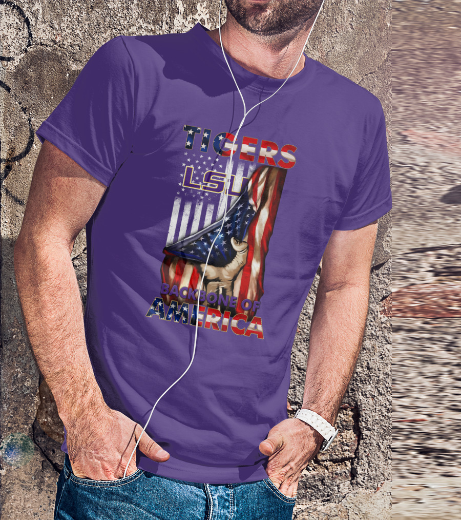 Lsu Tigers Backbone Of America Usa Flag T-Shirt