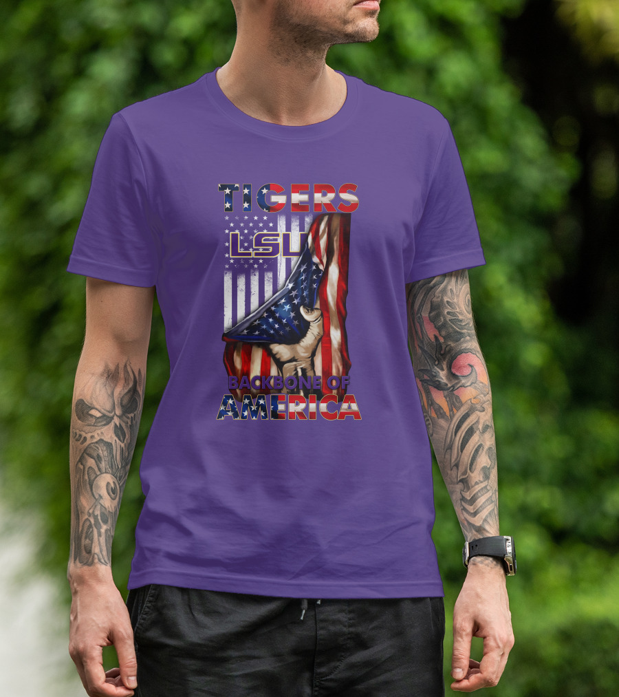Lsu Tigers Backbone Of America Usa Flag T-Shirt