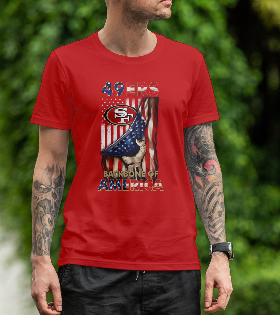 49ers Sf American Flag Backbone Of America T-Shirt