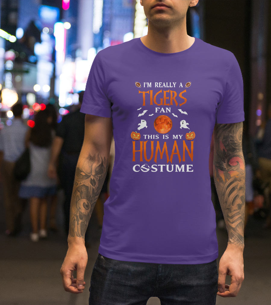 I'm Really A Clemson Tigers Fan This Is My Human Costume T-Shirt