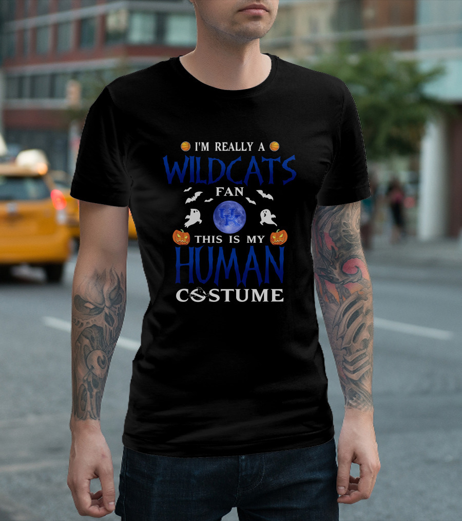 I'm Really A Kentucky Wildcats Fan This Is My Human Costume Halloween T-Shirt