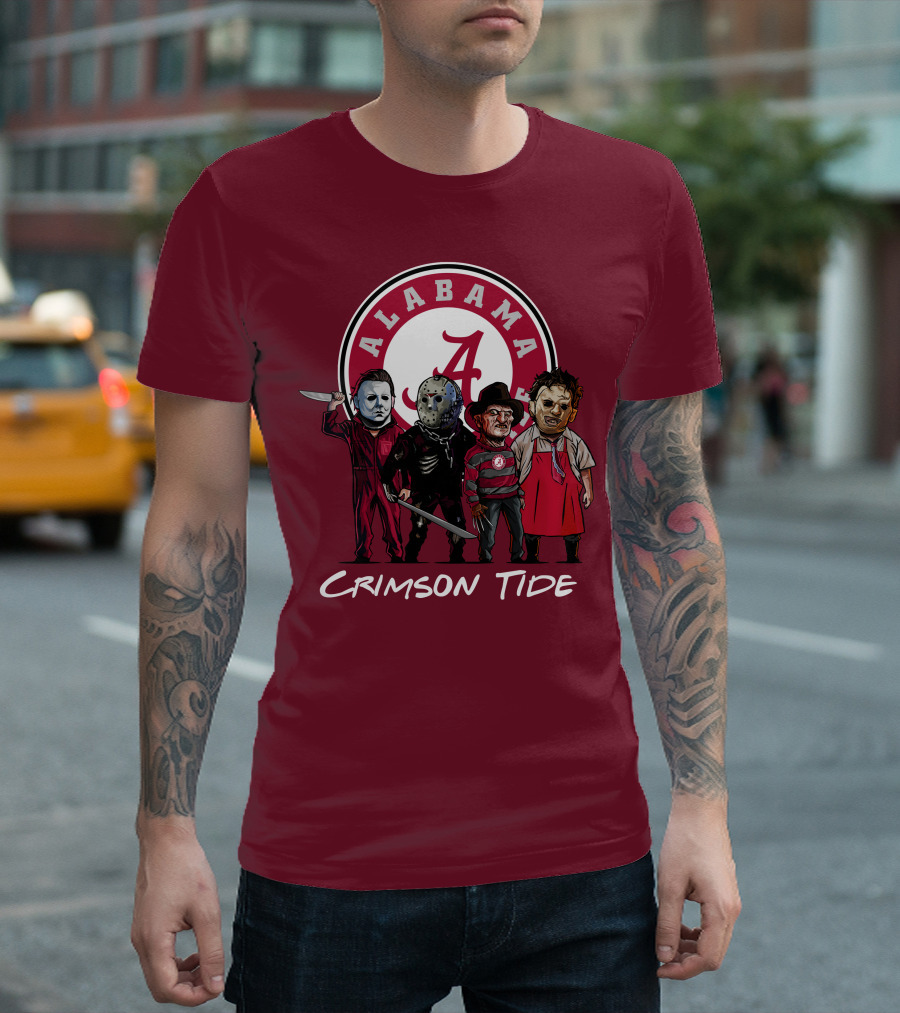 Alabama Crimson Tide Halloween The Slasher Squad Teams Freddy Jason Michael Myers T-Shirt