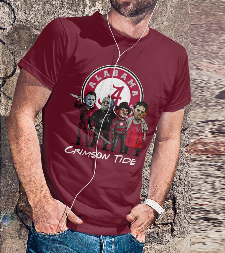 Alabama Crimson Tide Halloween The Slasher Squad Teams Freddy Jason Michael Myers T-Shirt