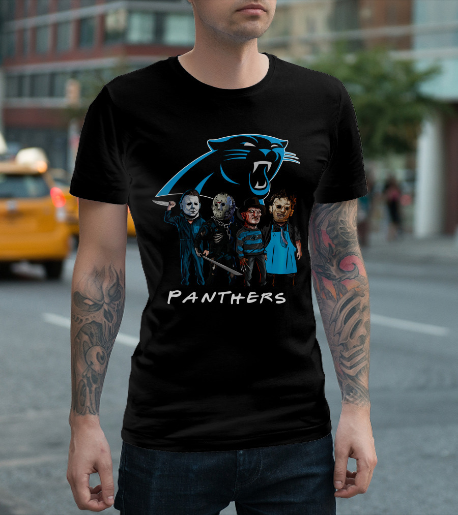 Carolina Panthers Halloween Featuring Iconic Slasher Squad Team T-Shirt
