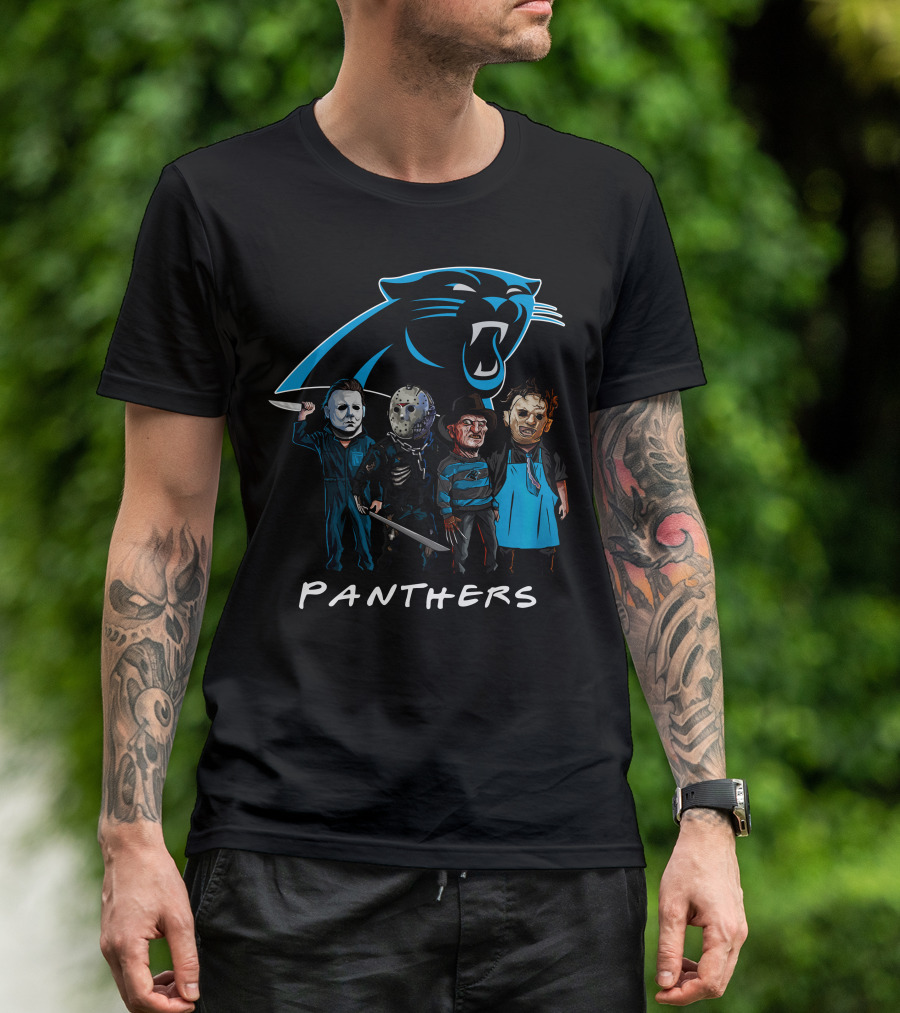 Carolina Panthers Halloween Featuring Iconic Slasher Squad Team T-Shirt