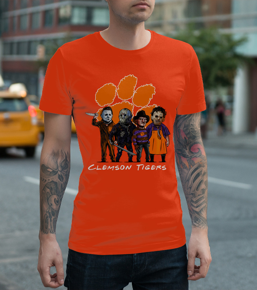 Clemson Tigers Halloween Slasher Squad Horror Characters T-Shirt